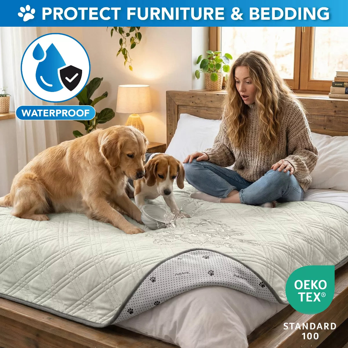 Petami Waterproof Cooling Blanket Mat for Dog Cat Pet, anti Slip Indoor Cool Pad, Q-MAX Sofa Couch Bed Crate Cover