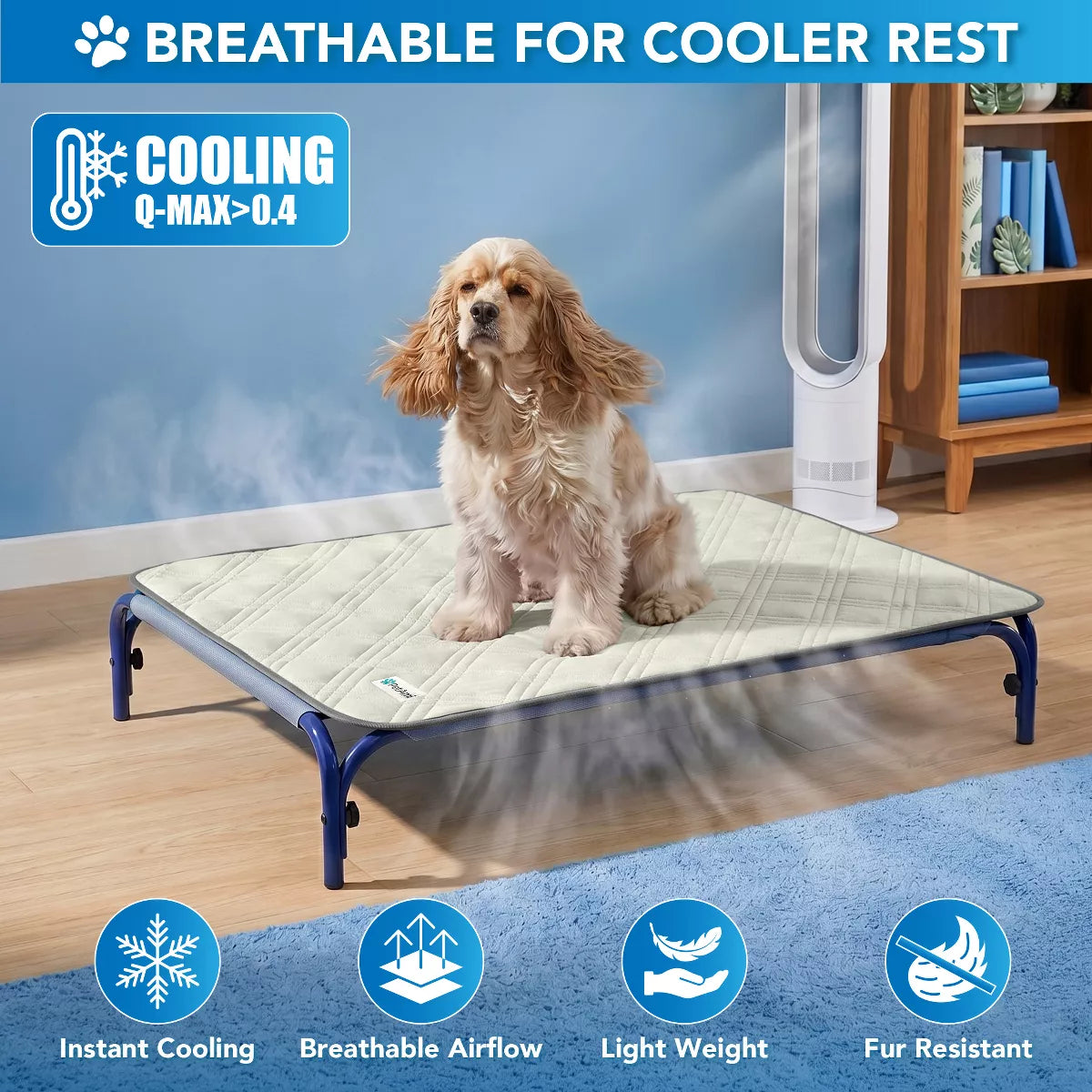 Petami Waterproof Cooling Blanket Mat for Dog Cat Pet, anti Slip Indoor Cool Pad, Q-MAX Sofa Couch Bed Crate Cover