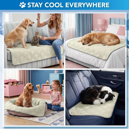 Petami Waterproof Cooling Blanket Mat for Dog Cat Pet, anti Slip Indoor Cool Pad, Q-MAX Sofa Couch Bed Crate Cover